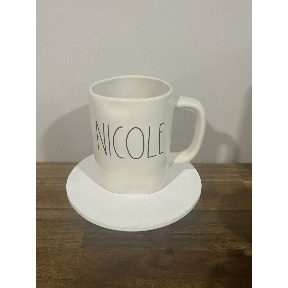 Rae Dunn Name NICOLE 5" COFFEE Mug Cup Ivory With BLACK Script By Magenta